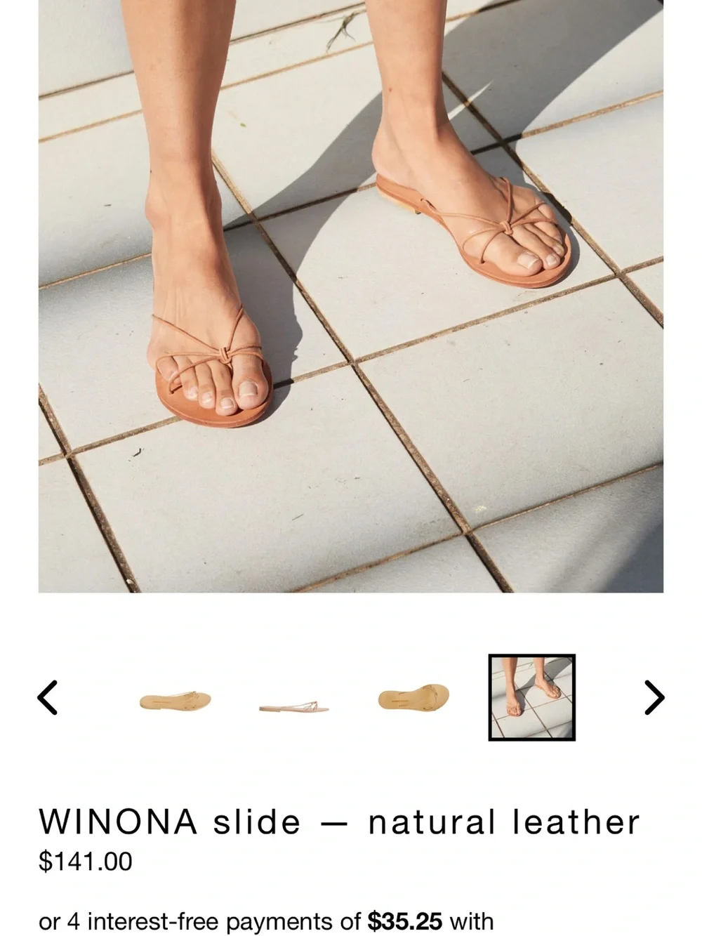 Tan Leather Bow-Strap Slide Sandals - Picture 8 of 10
